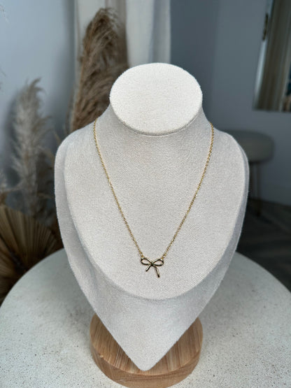 Dainty Bow Necklace - Gold