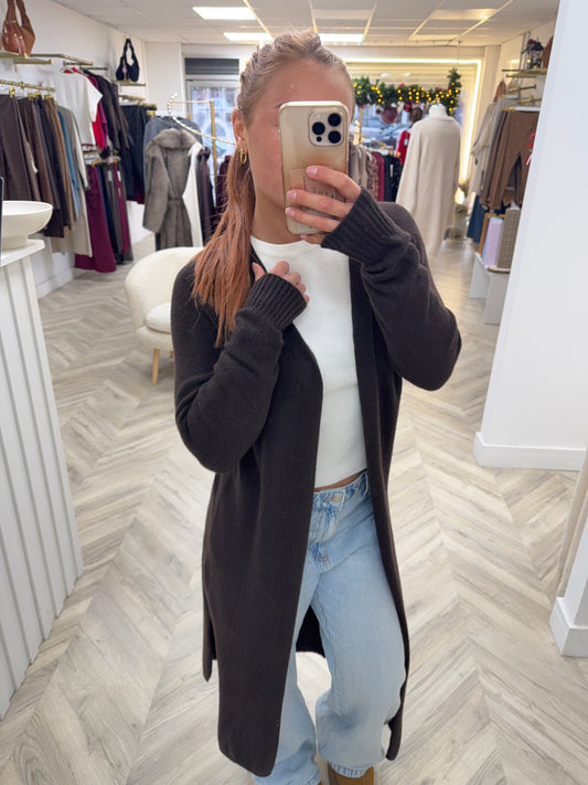 Erika Long Maxi Cardigan - Dark Brown