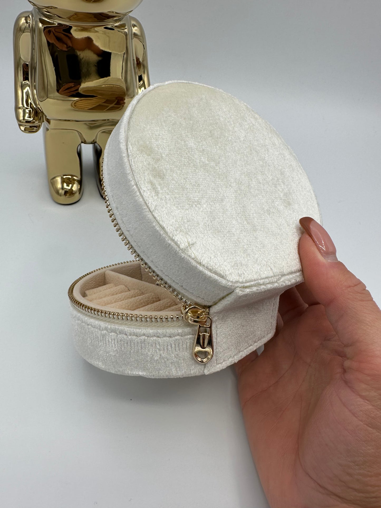 Cream Velvet Mini Jewellery Travel Box