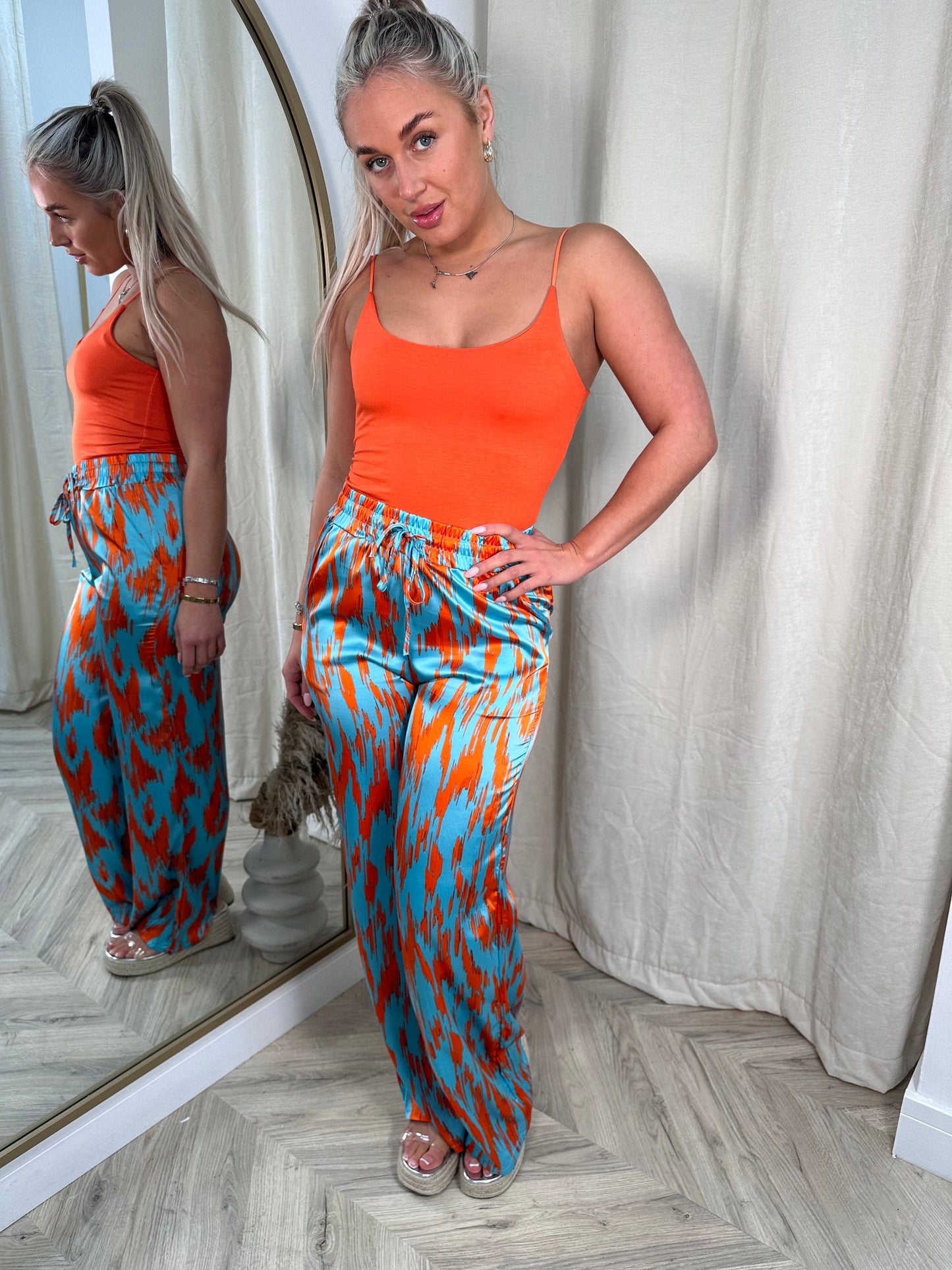 Aurora Orange Satin Trousers