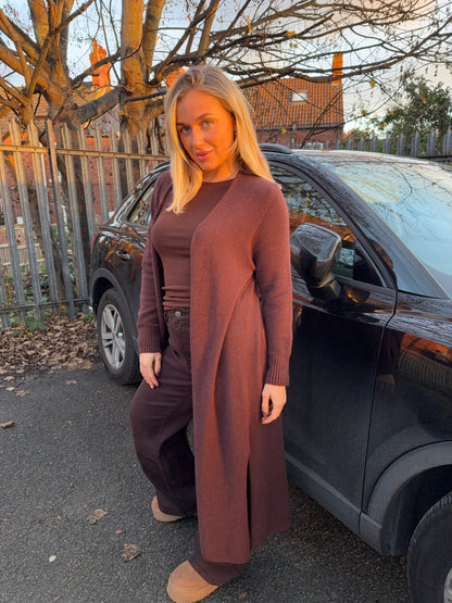 Erika Long Maxi Cardigan - Dark Brown