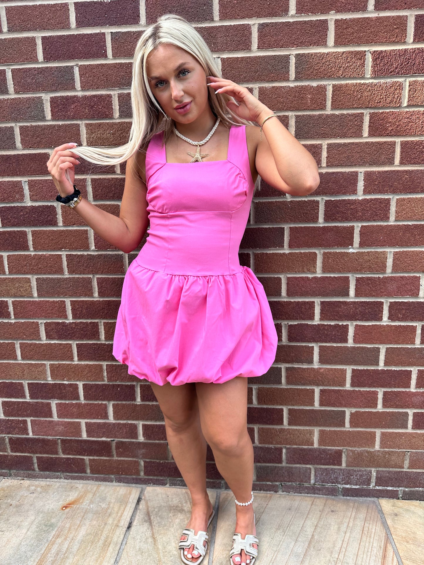 Pink Matilda Puffed Mini Shaped Dress