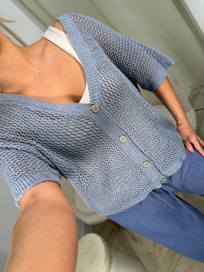 Aviva Knitted Cardigan -Blue