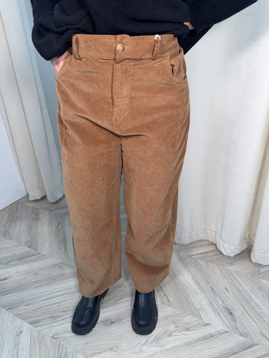 Bianca Balloon Style Suede Trousers - Camel