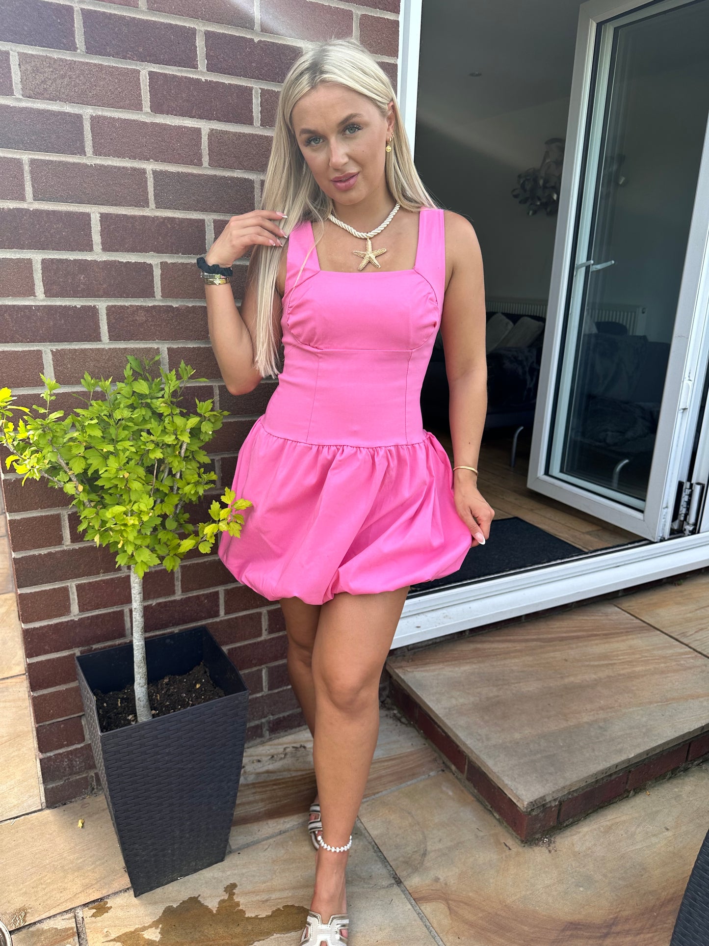 Pink Matilda Puffed Mini Shaped Dress