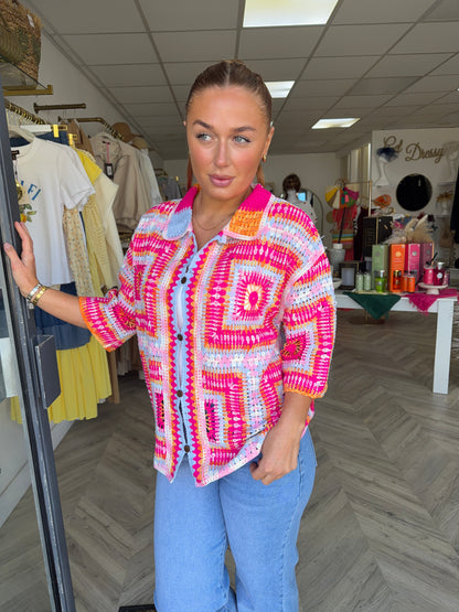 Lottie Crochet Shirt - Multi