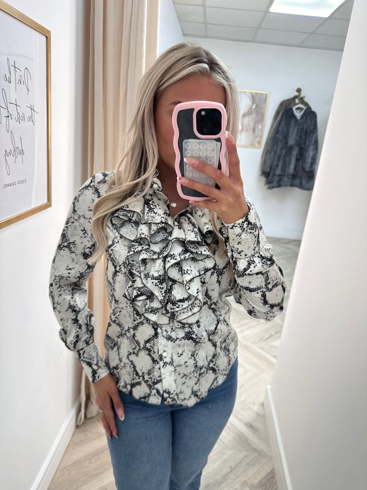 Jemima Animal Print Frilly Blouse