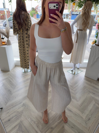 Ophelia Pinstriped Balloon Trouser - Nude
