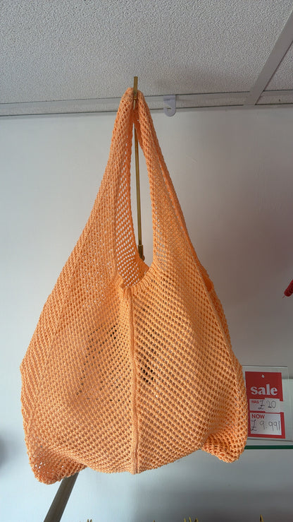 Pastel Orange Crochet Beach Bag