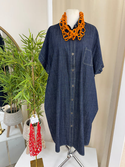 Genevieve Dark Denim Midi Dress