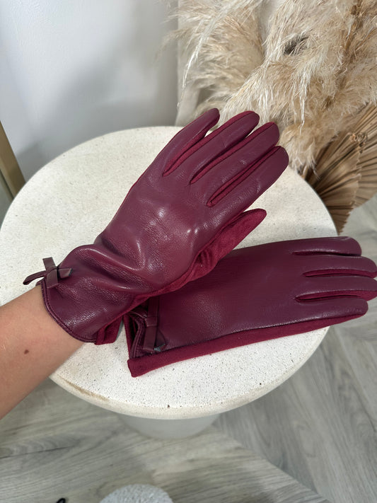 Leather Brenda Gloves - Burgundy