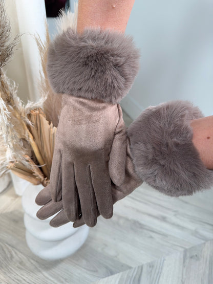 Odette Fur Glove - Hazelnut