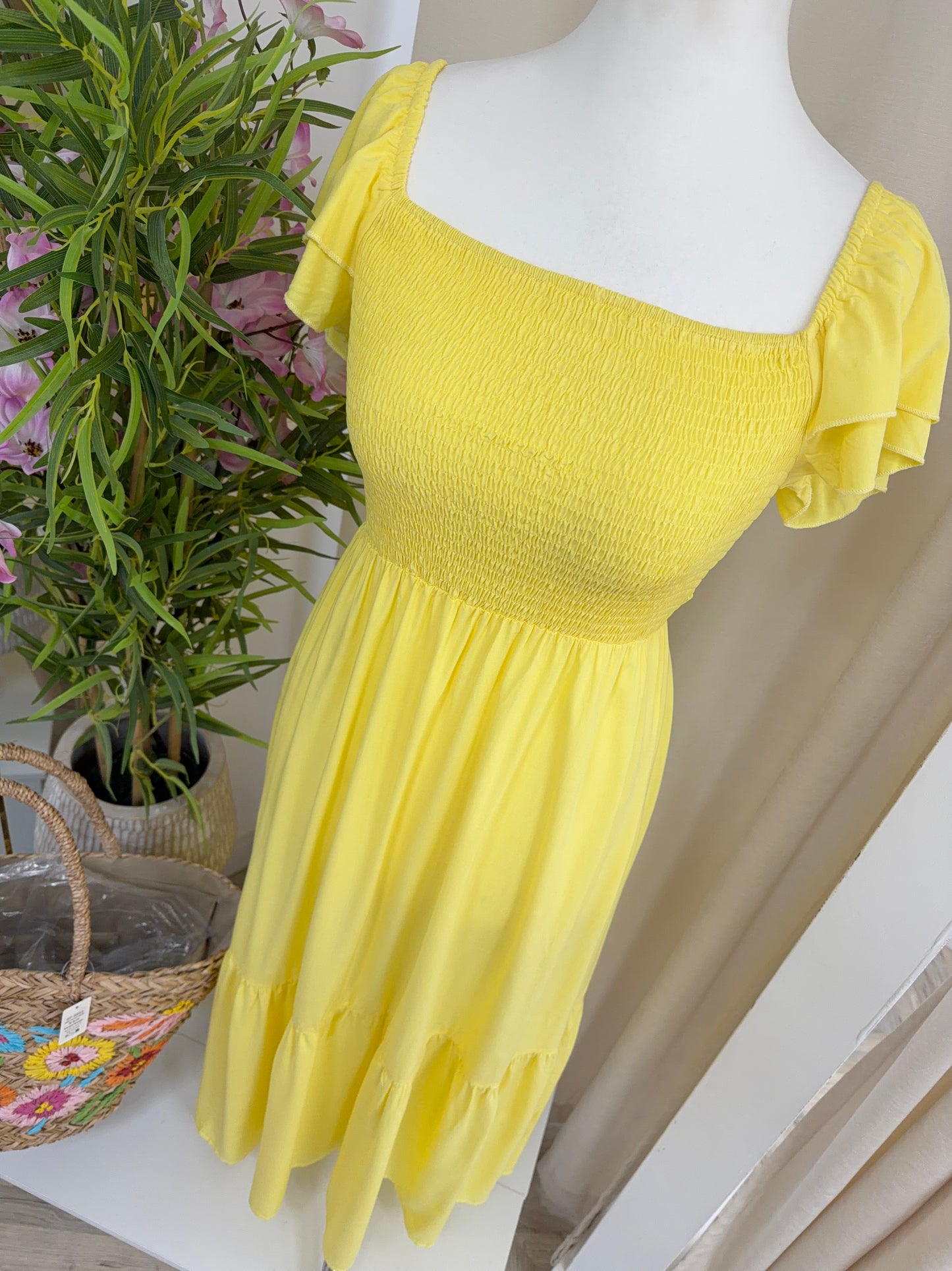 Florence Smock Midi Dress - Lemon