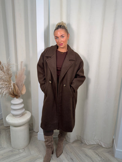 Monroe Wool Trench Coat - Dark Brown