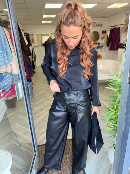 Holly Leather Wide Trousers