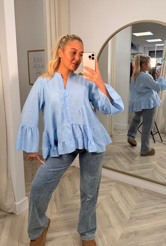 Cordelia Linen Shirt - Blue