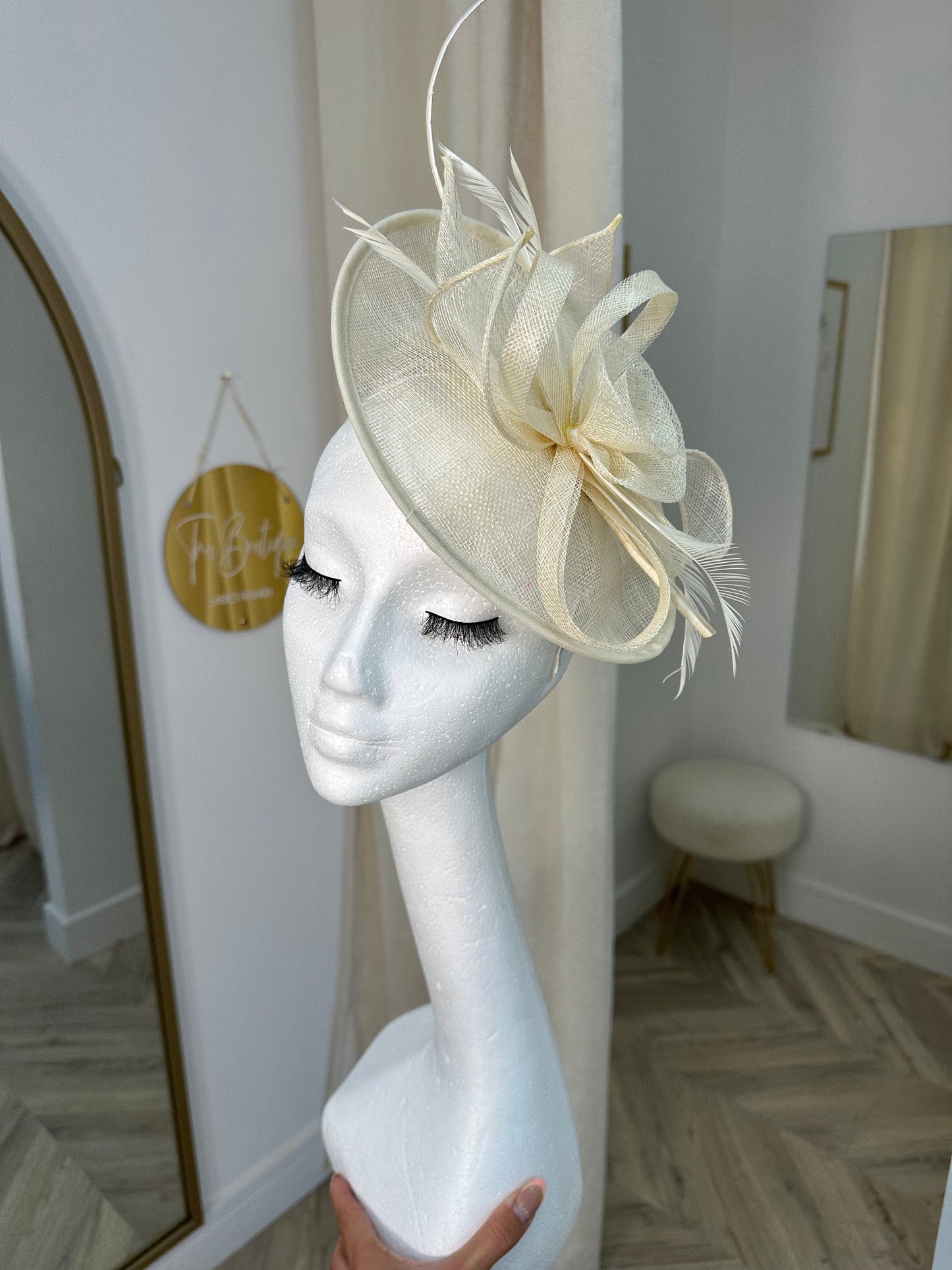 Lottie Flat Disc Fascinator - CREAM