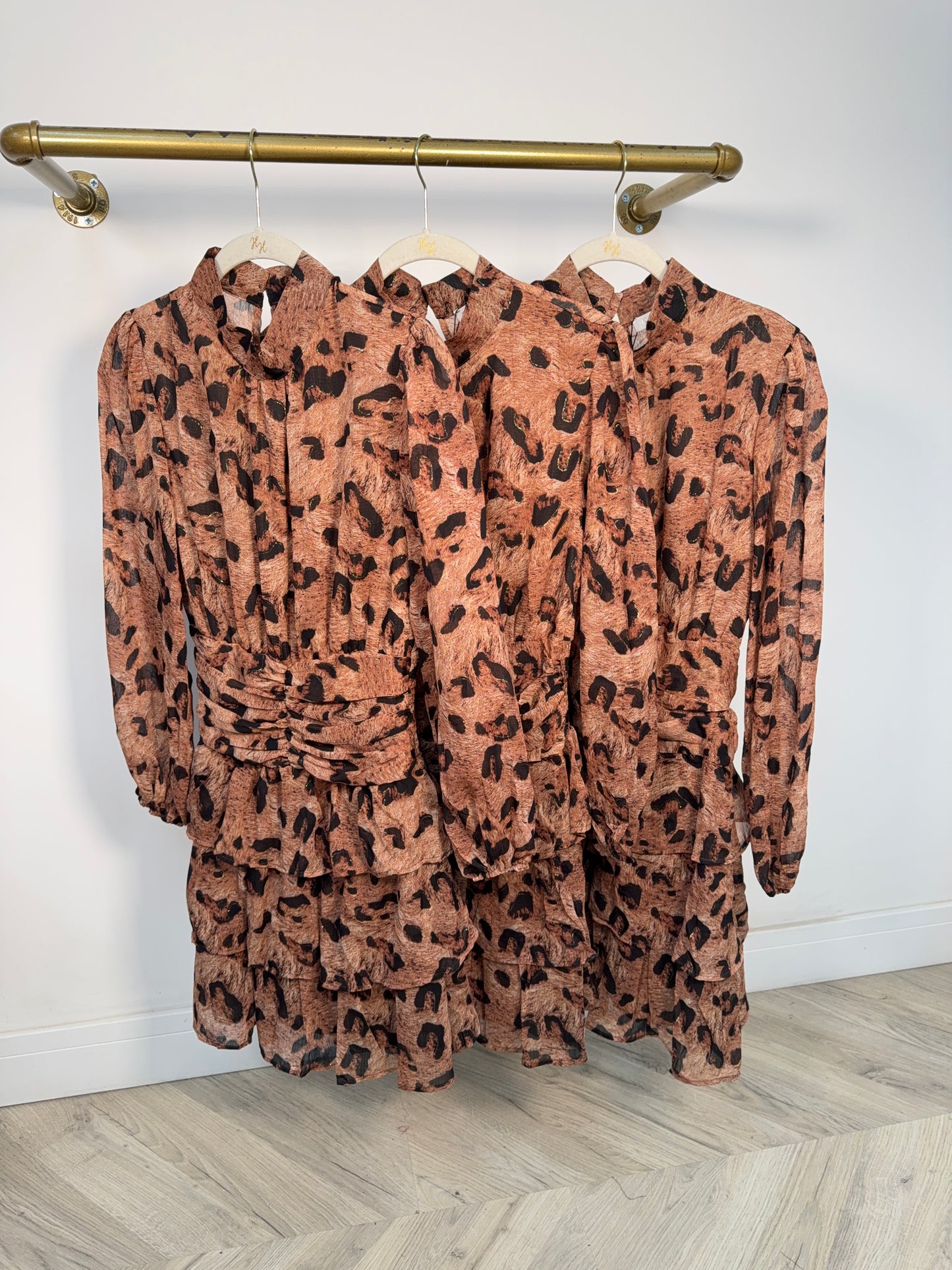 Fiora Leopard Ruffle Mini Dress