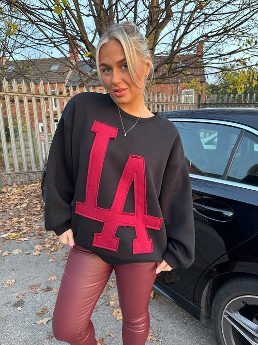 LA Black & Burgundy Sweater