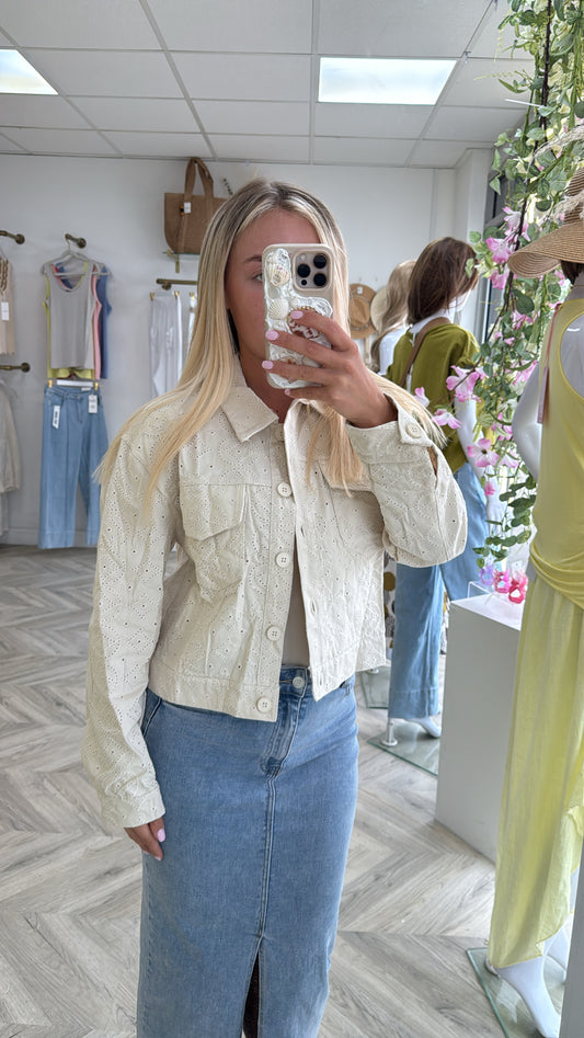 Broderie Anglaise Perrie Jacket - Cream
