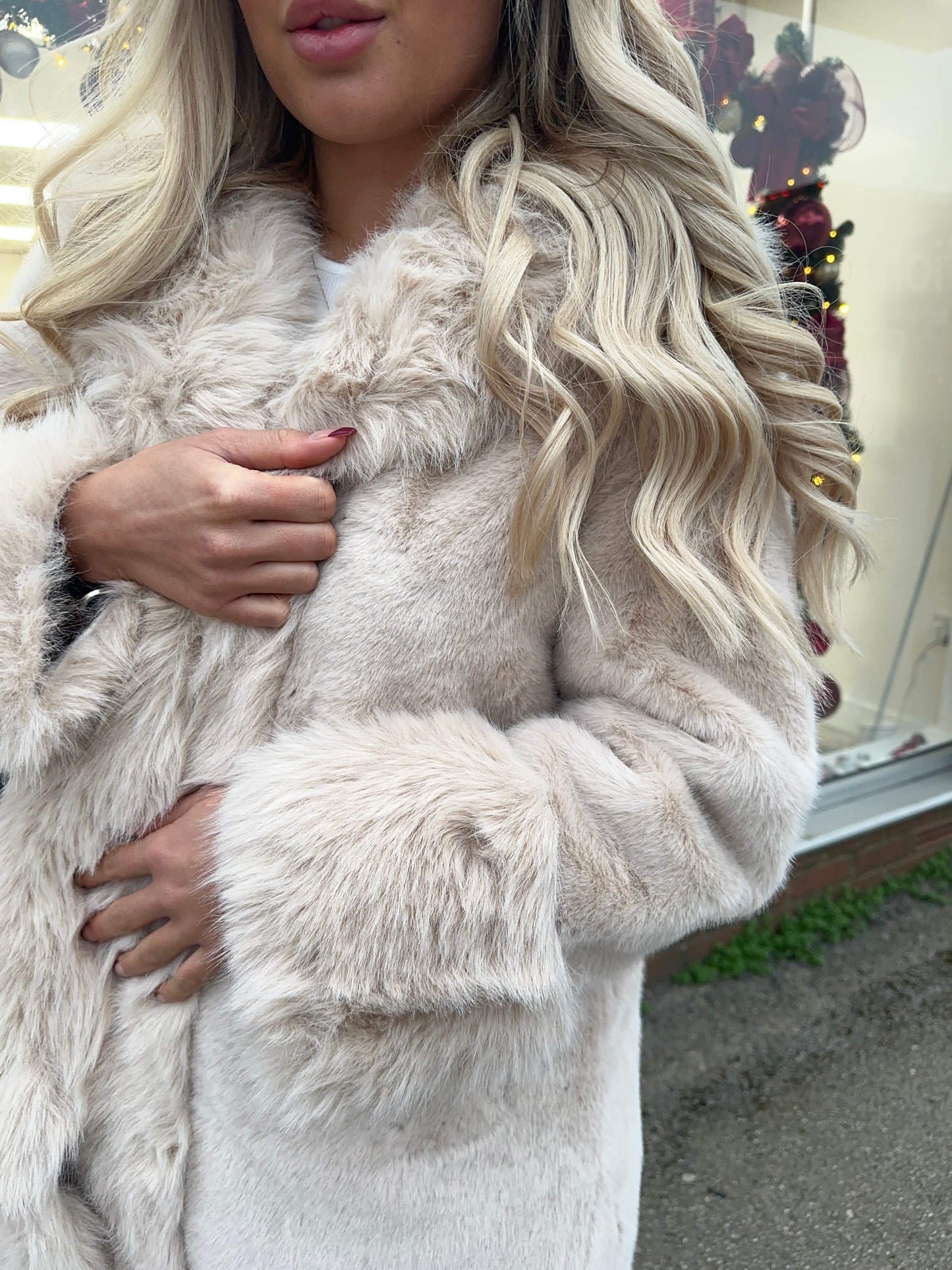 Midi Fur Karen Coat - Beige