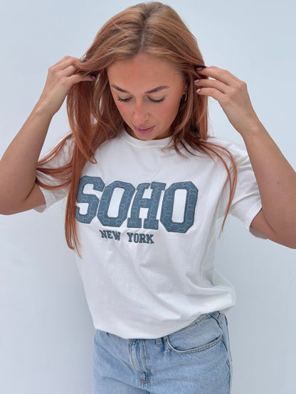 Soho Oversized Tee - White/Blue