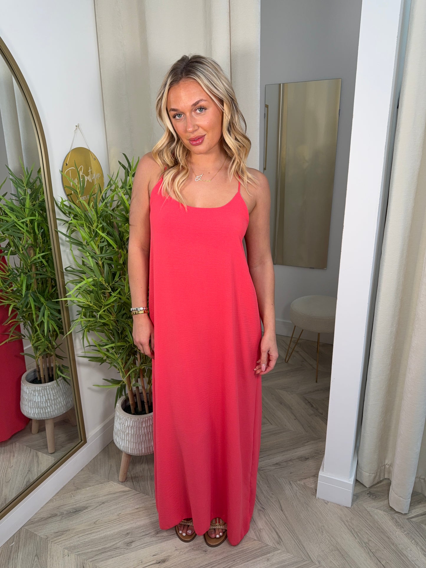Dani Cross Back Maxi Dress - Coral