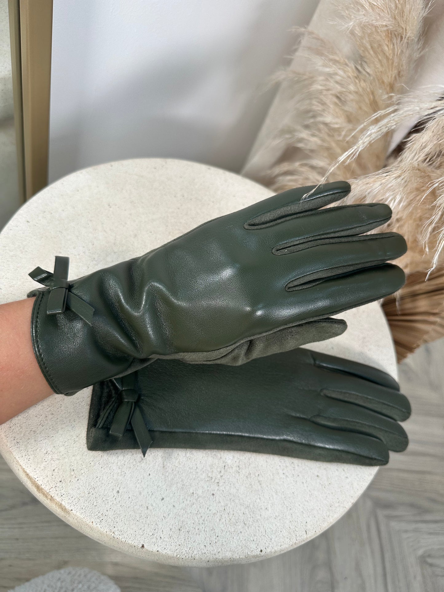 Leather Brenda Gloves - Khaki