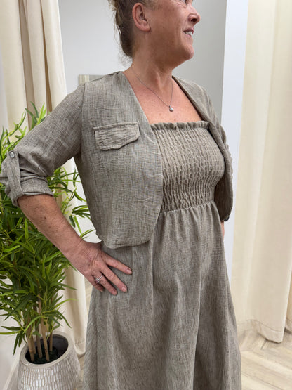 Tracey Linen Maxi Dress & Jacket - Hazelnut
