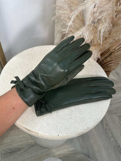 Leather Brenda Gloves - Khaki