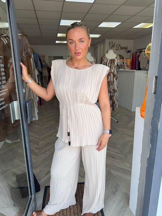 Vivienne Pleated Co-ord - Cream
