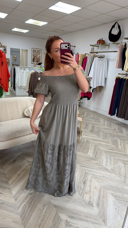 Lottie Puff Sleeve Maxi Dress - Biscuit