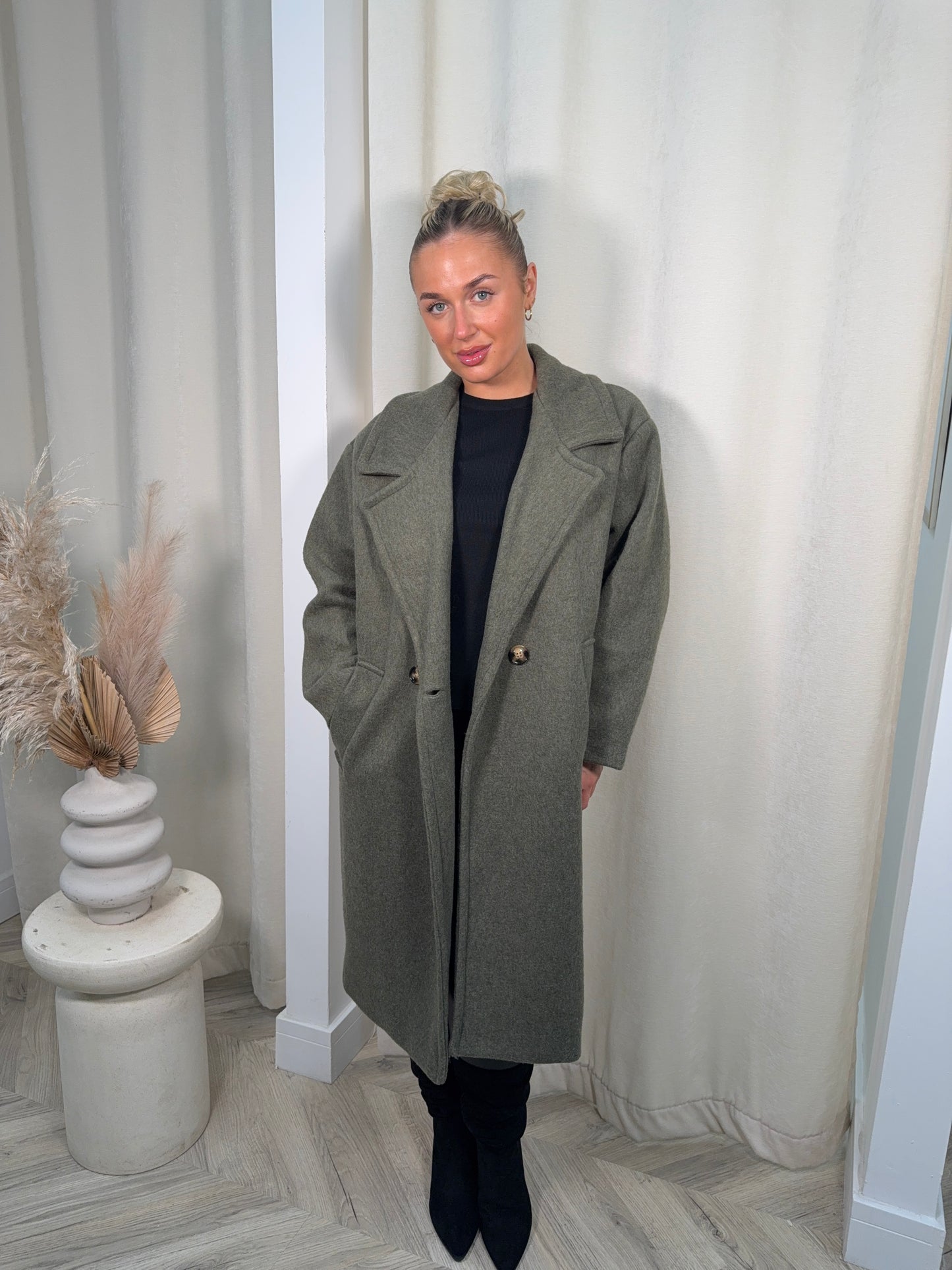 Monroe Wool Trench Coat - Olive Green