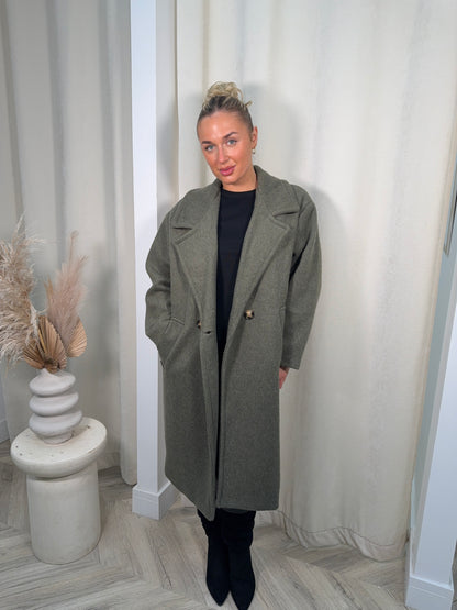 Monroe Wool Trench Coat - Olive Green