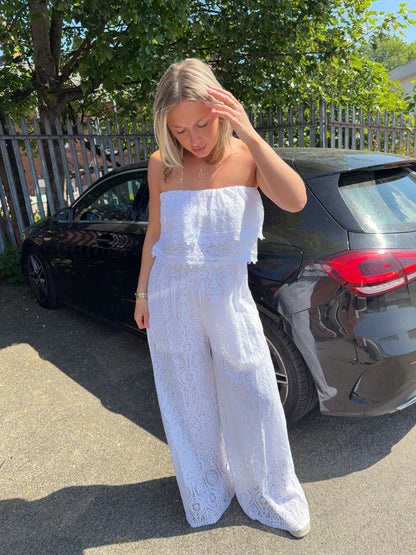 Madelyn Lace Bandeau Jumpsuit - White