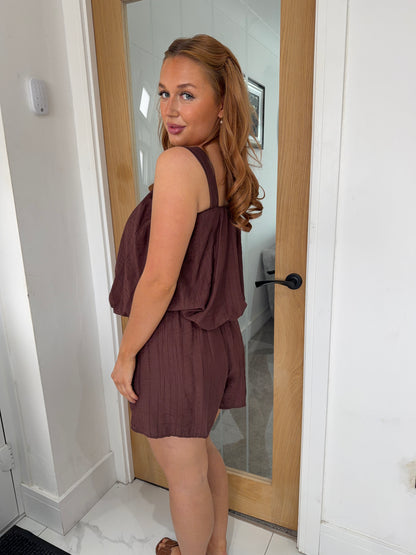 Stella Balloon Top & Short Set - Mocha