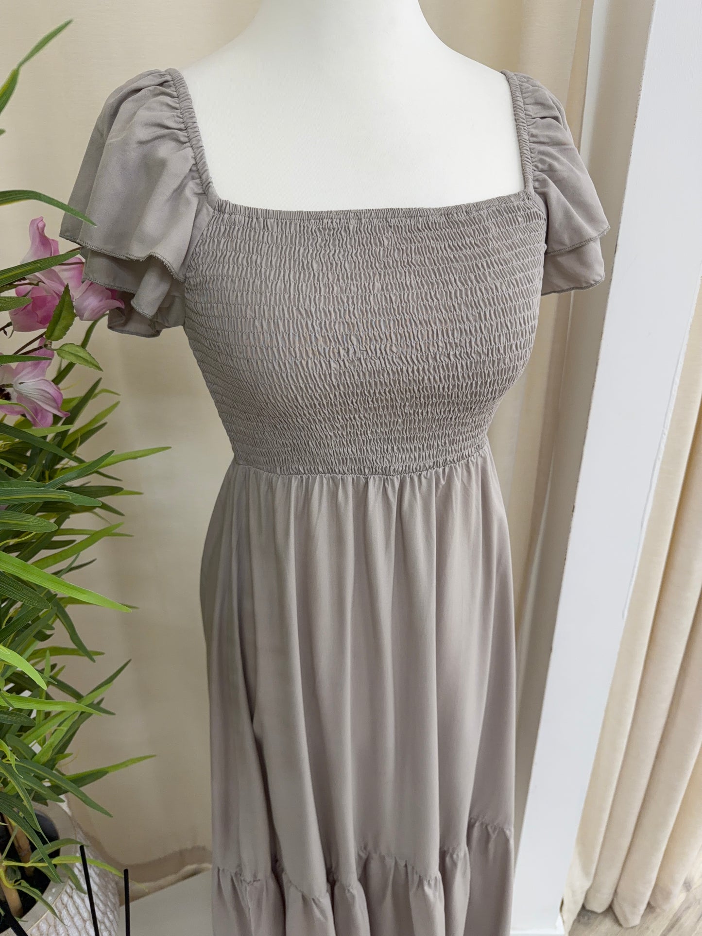 Florence Smock Midi Dress - Chestnut