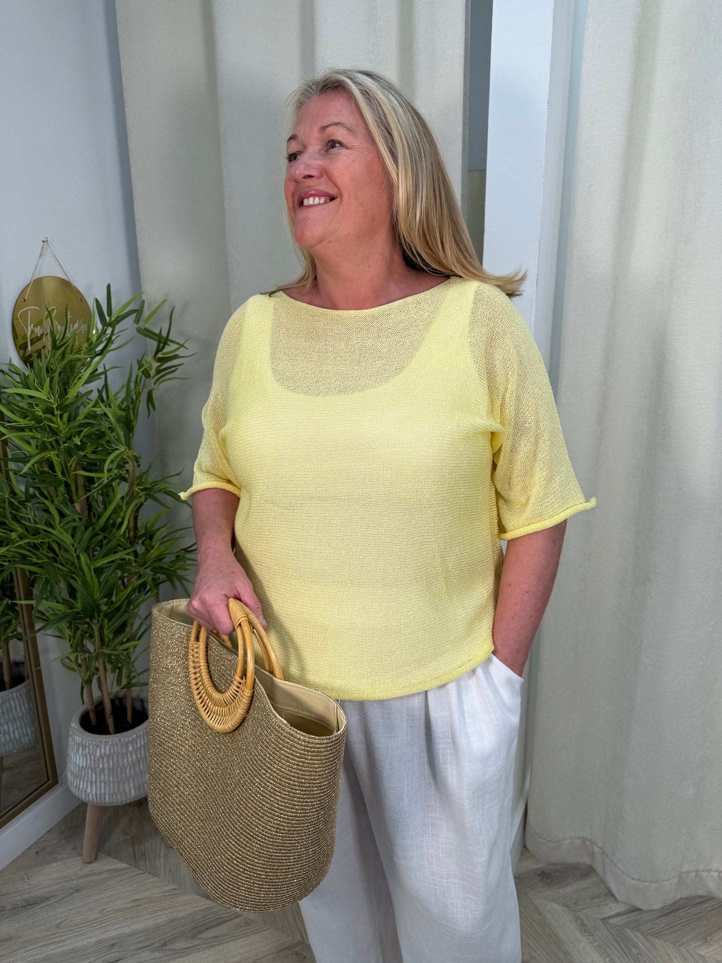 Darla Fine Knit Top - Lemon