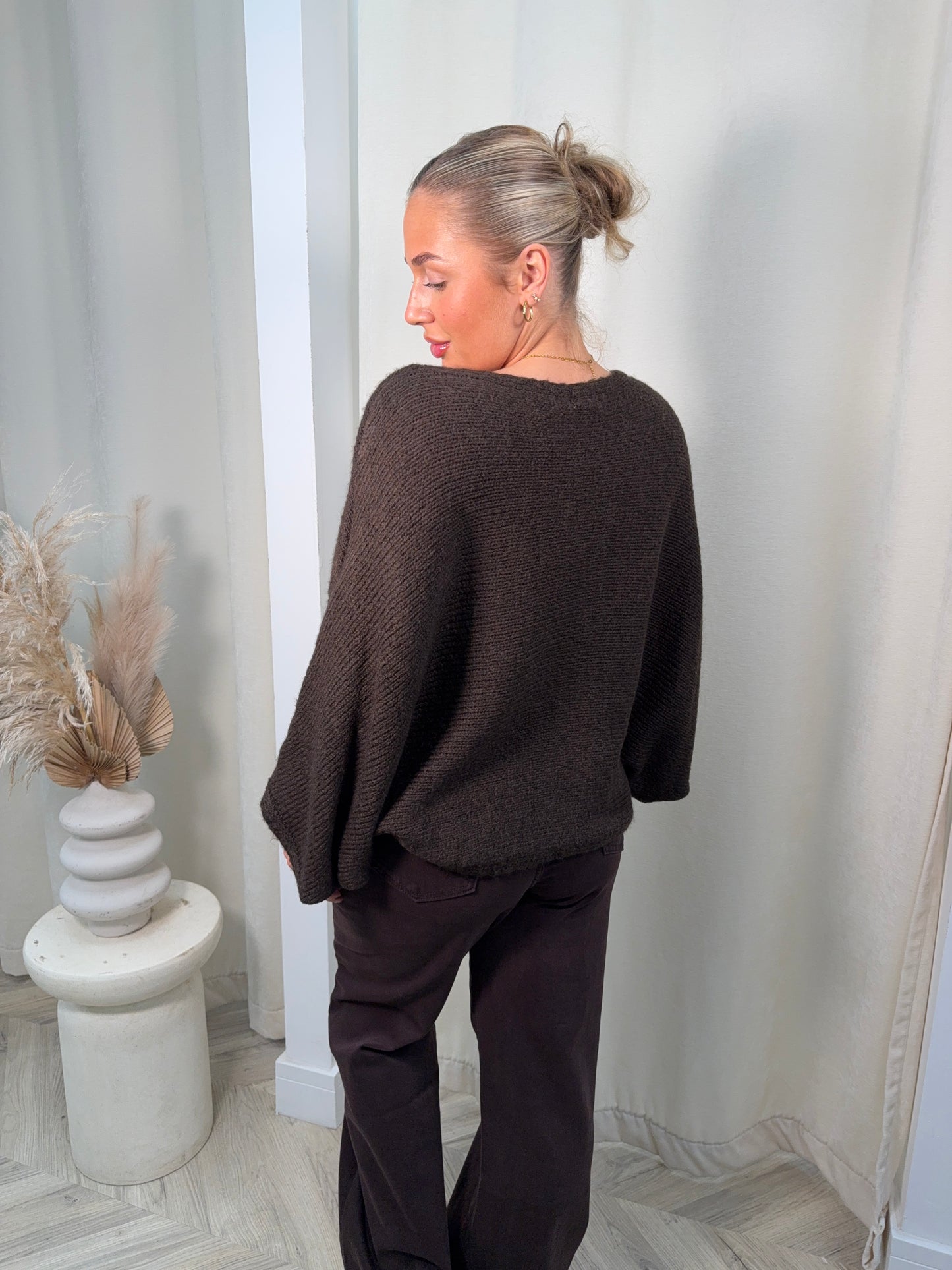 Lavinia Cross Front Sweater - Dark Brown