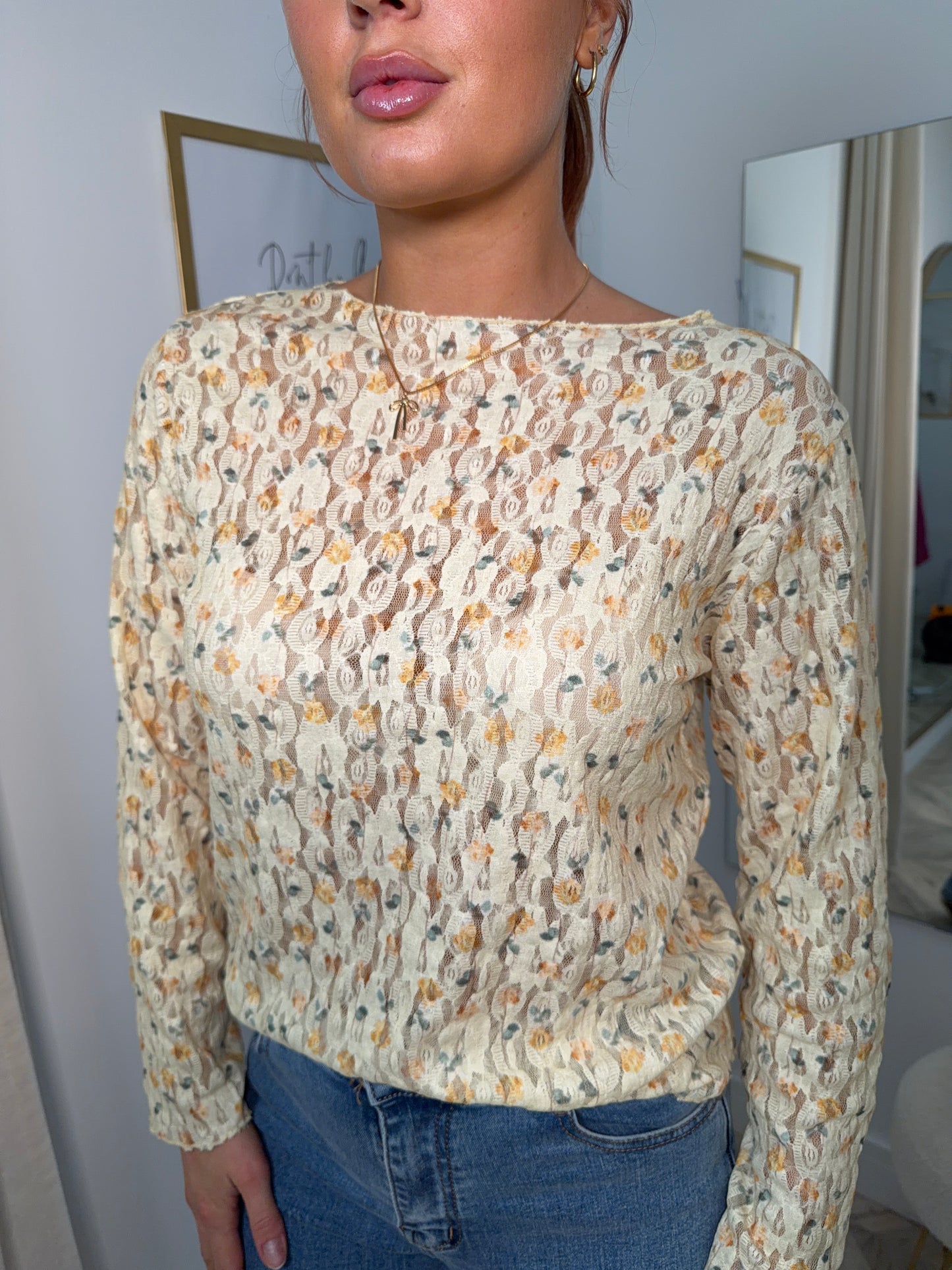 Eliza Rose Long Sleeve Sheer Top - Lemon