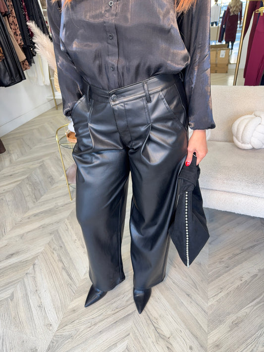 Holly Leather Wide Trousers
