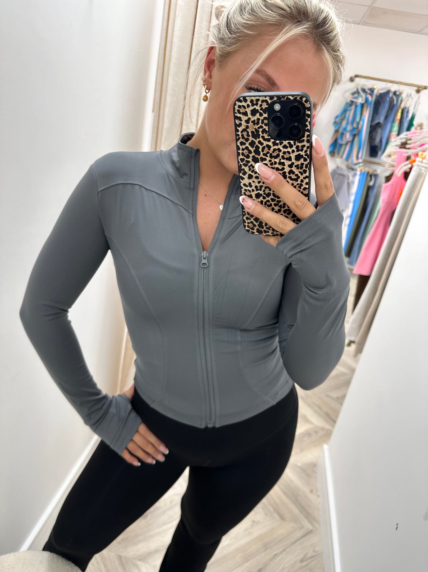 Grey Zip Up Sport Sculpt Jacket