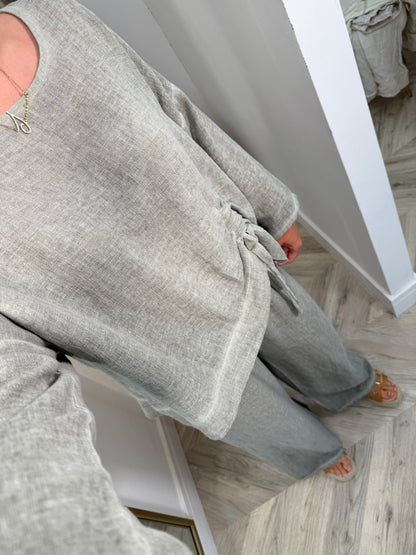 Amara Cotton Wide Leg Trousers - Khaki