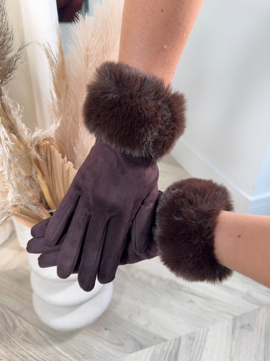Odette Fur Glove - Dark Brown