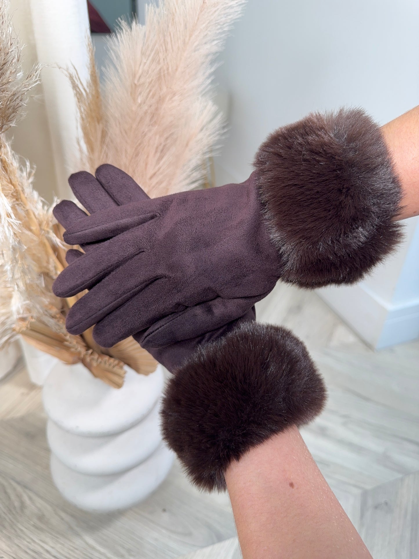 Odette Fur Glove - Dark Brown