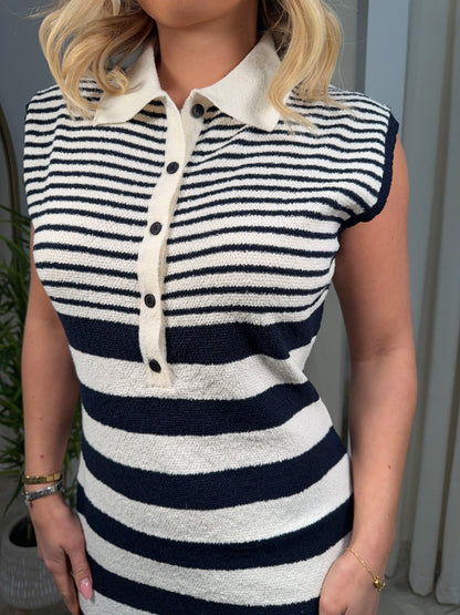 Harper Navy & Cream Soft Knit Mini Dress