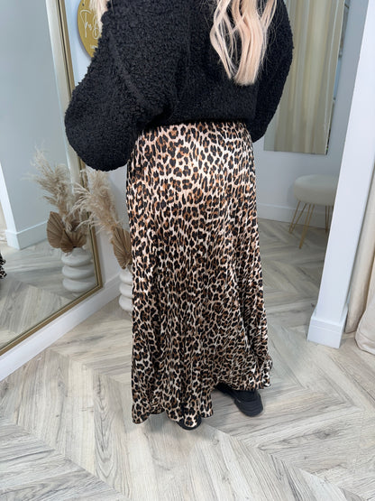 Leopard Alice Pleated Maxi Skirt