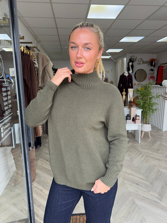 Khaki Erika Long Sleeve Sweater