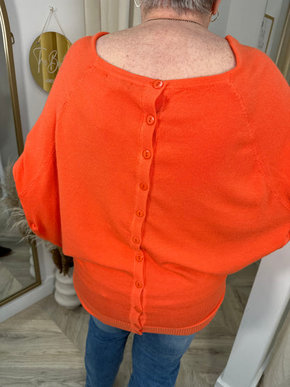 Rose Slouchy Sweater Buttoned Detailed Back - Orange