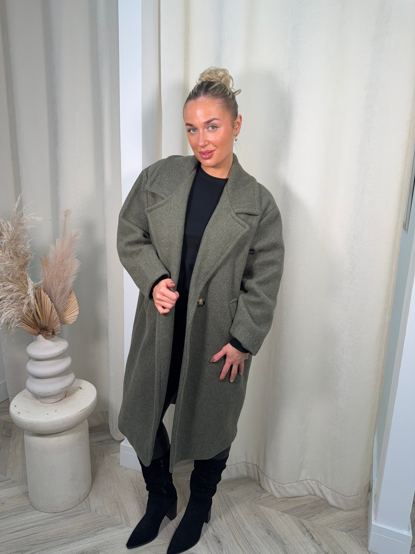 Monroe Wool Trench Coat - Olive Green